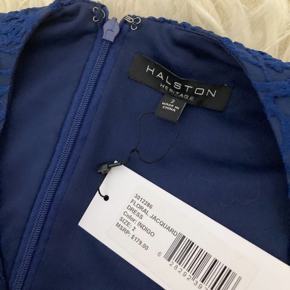 Halston Heritage Floral Jacquard Dress Sleeveless Cocktail - Picture 8 of 14